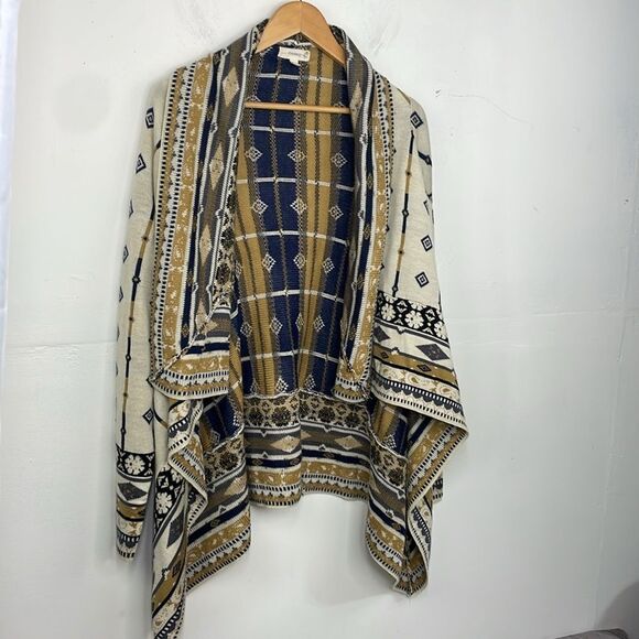 Freeway Waterfall Shawl Wrap Cardigan Sweater Aztec Print Long sleeves sz Large - Picture 3 of 16